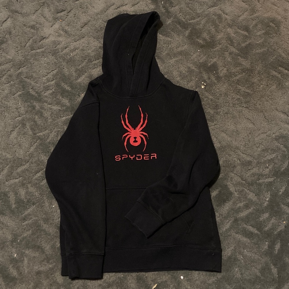 Spyder Men's Dark Hoodie with Red Emblem